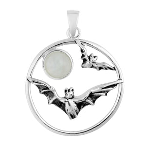 Moonstone Bats Pendant with Chain