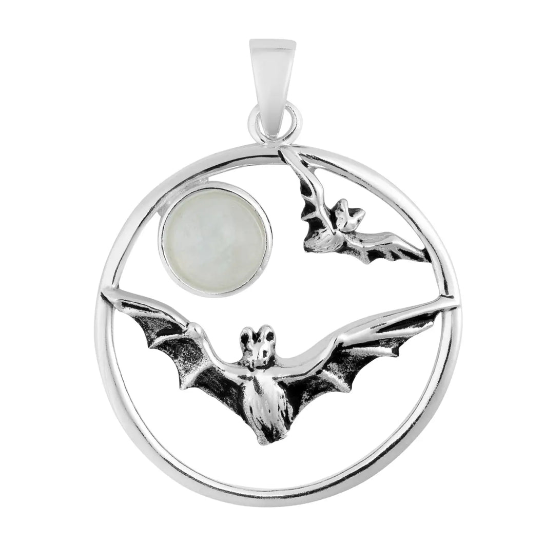 Moonstone Bats Pendant with Chain