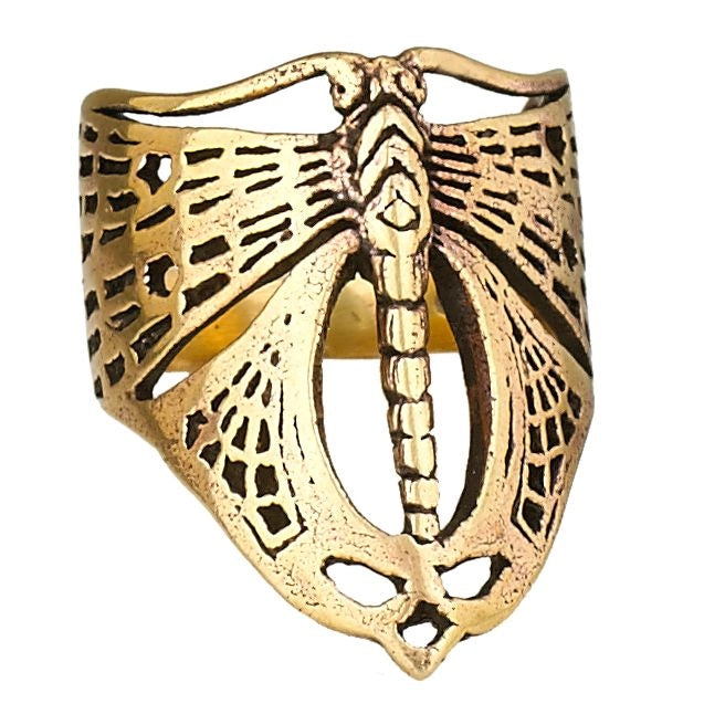 Dragonfly Embrace Bronze Ring