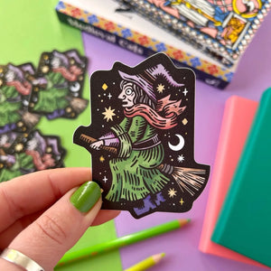 Witch On A Broomstick Sticker
