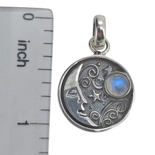 Load image into Gallery viewer, Faceted Moonstone Silver Moon Face Pendant
