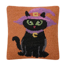 Load image into Gallery viewer, Black Cat Witch Hat Hook Pillow
