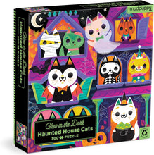 Load image into Gallery viewer, Glow In The Dark Haunted House Cats 300 Piece Puzzle [Mudpuppy]
