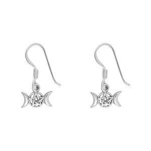 Small Triple Moon Pentacle Earrings