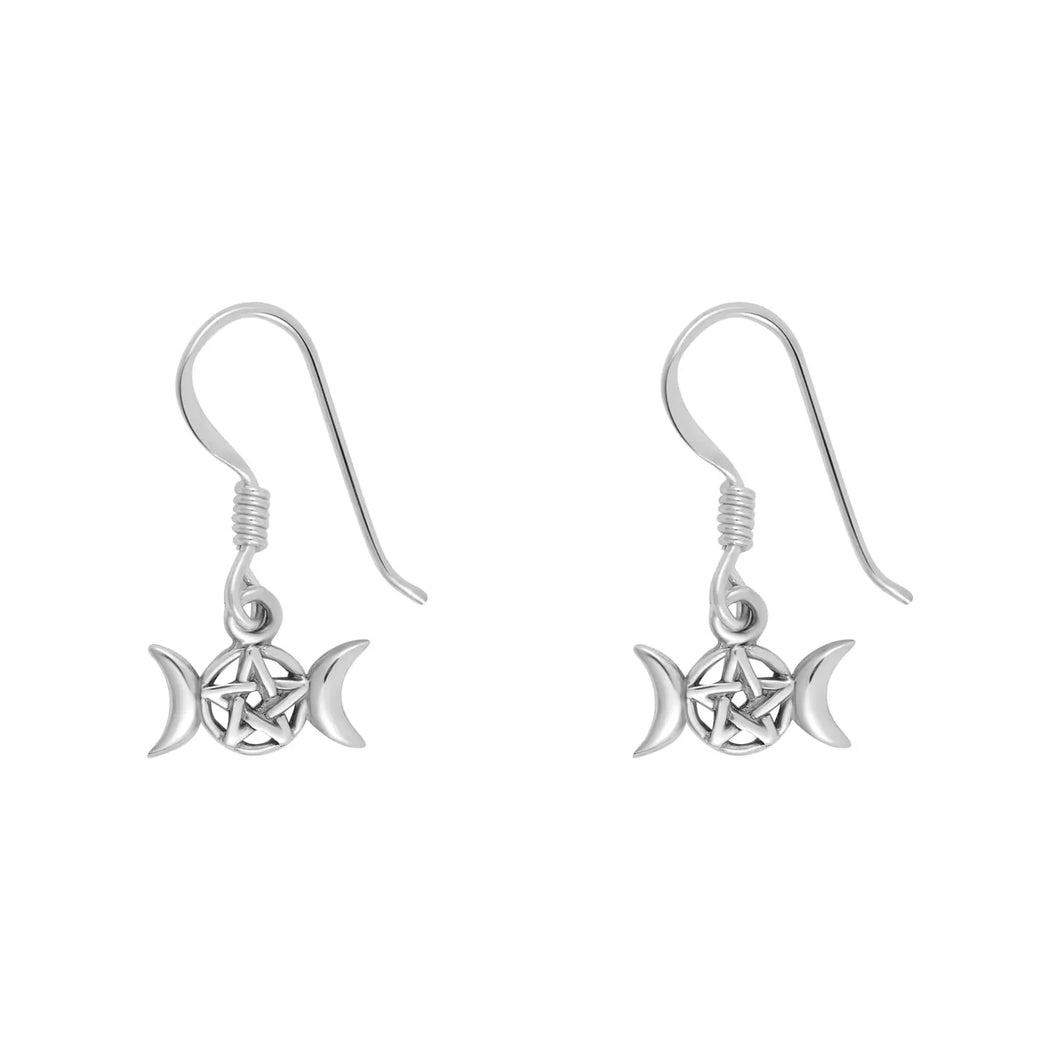 Small Triple Moon Pentacle Earrings