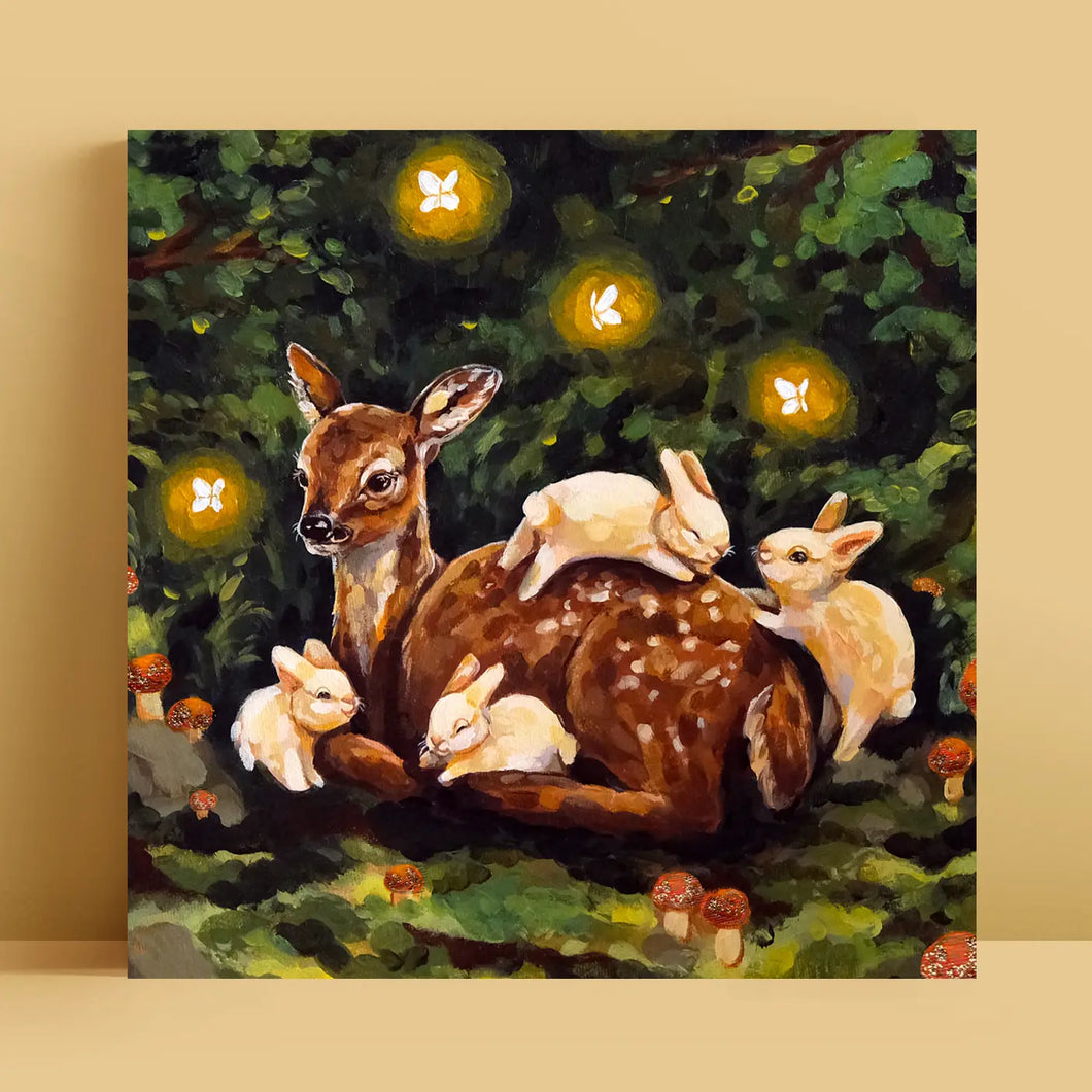 Deer & Rabbits Art Print