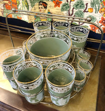 Load image into Gallery viewer, Midcentury Green Grecian Bar Set (14 Pieces)

