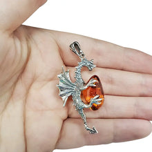 Load image into Gallery viewer, Cognac Amber Dragon Pendant
