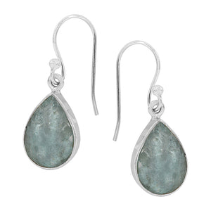 Faceted Teardrop Aquamarine Earrings