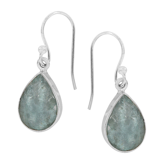 Faceted Teardrop Aquamarine Earrings