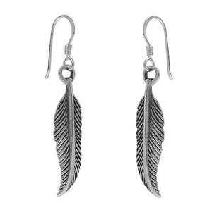 Sterling Silver Curved Feather Earrings