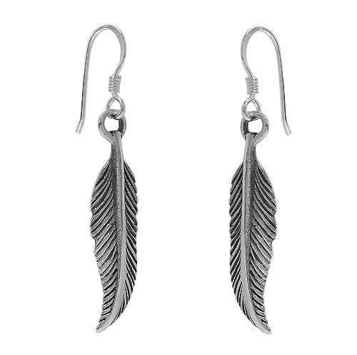 Sterling Silver Curved Feather Earrings