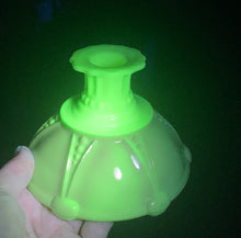 Load image into Gallery viewer, Vintage Mint Anchor Hocking Glass Candlesticks  (UV Glow!)
