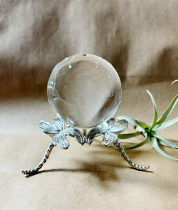Silvery Dragonflies Crystal Ball Stand with Glass Sphere