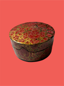 Vintage Kashmir Papier Maché Trinket Box (Red)