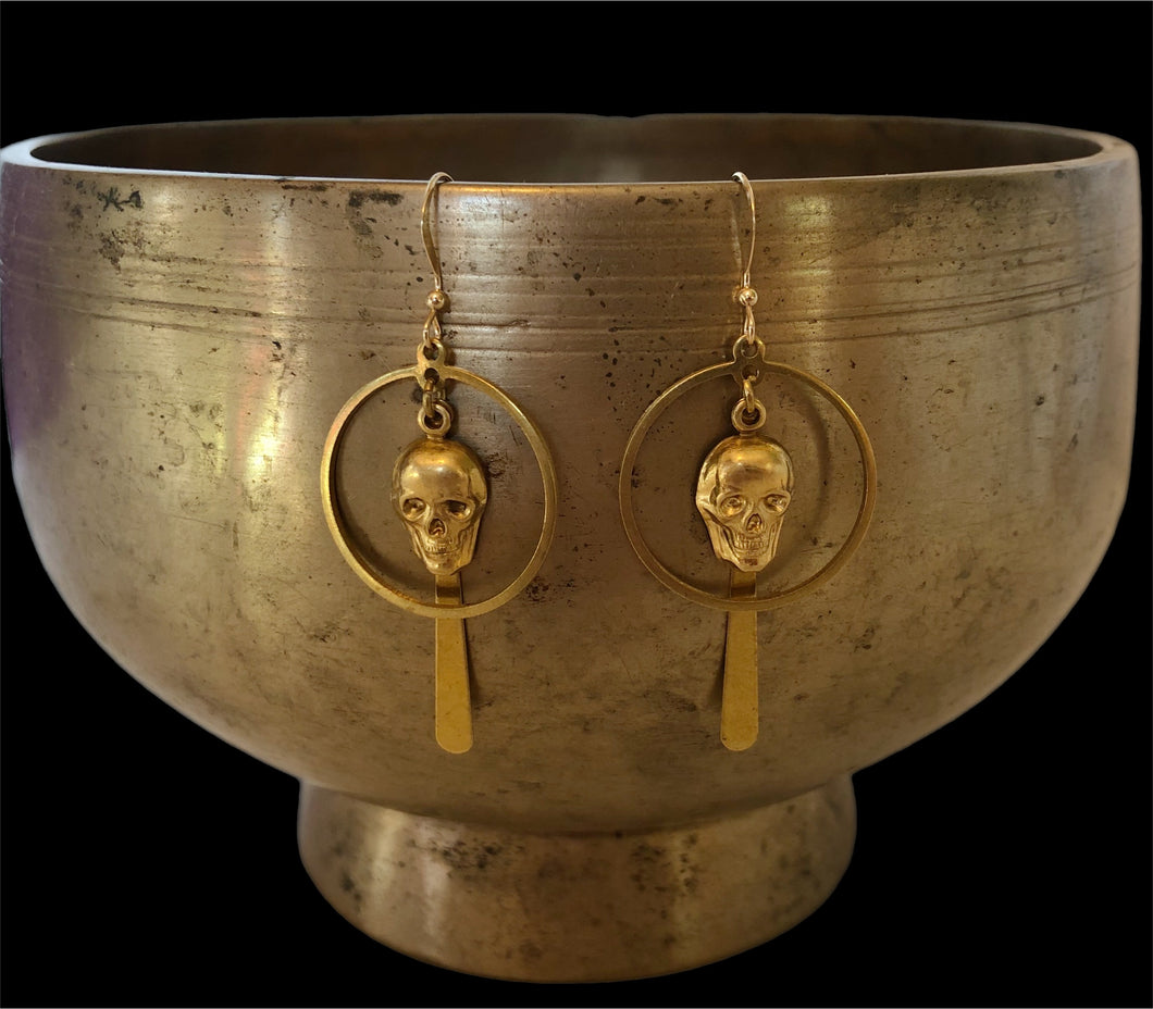 Brass Skull Earrings