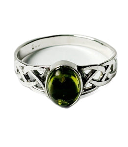 Peridot & Sterling Silver Ring with Celtic Knot Band