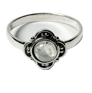 Rainbow Moonstone Cabochon & Sterling Silver Ring