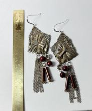 Load image into Gallery viewer, Vintage Metal Bodhisattva Earrings with New Silver Hooks (One of a Kind)
