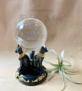 Bastet Crystal Ball Stand with 2.5" Glass Sphere