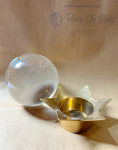 Load image into Gallery viewer, Vintage Brass Star Crystal Ball Stand with New Glass Sphere
