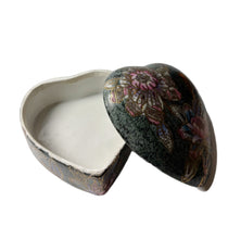 Load image into Gallery viewer, Vintage Heart Shaped Porcelain Box with Flower Pattern
