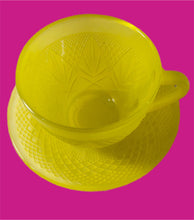 Load image into Gallery viewer, Vintage Frosted Glass Bright Yellow Tea Cup &amp; Saucer
