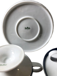 Vintage Rosenthal Composition Cobalt Soup Bowls with Saucers