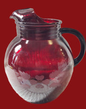 Load image into Gallery viewer, Vintage MCM Ruby Red Glass Pitcher
