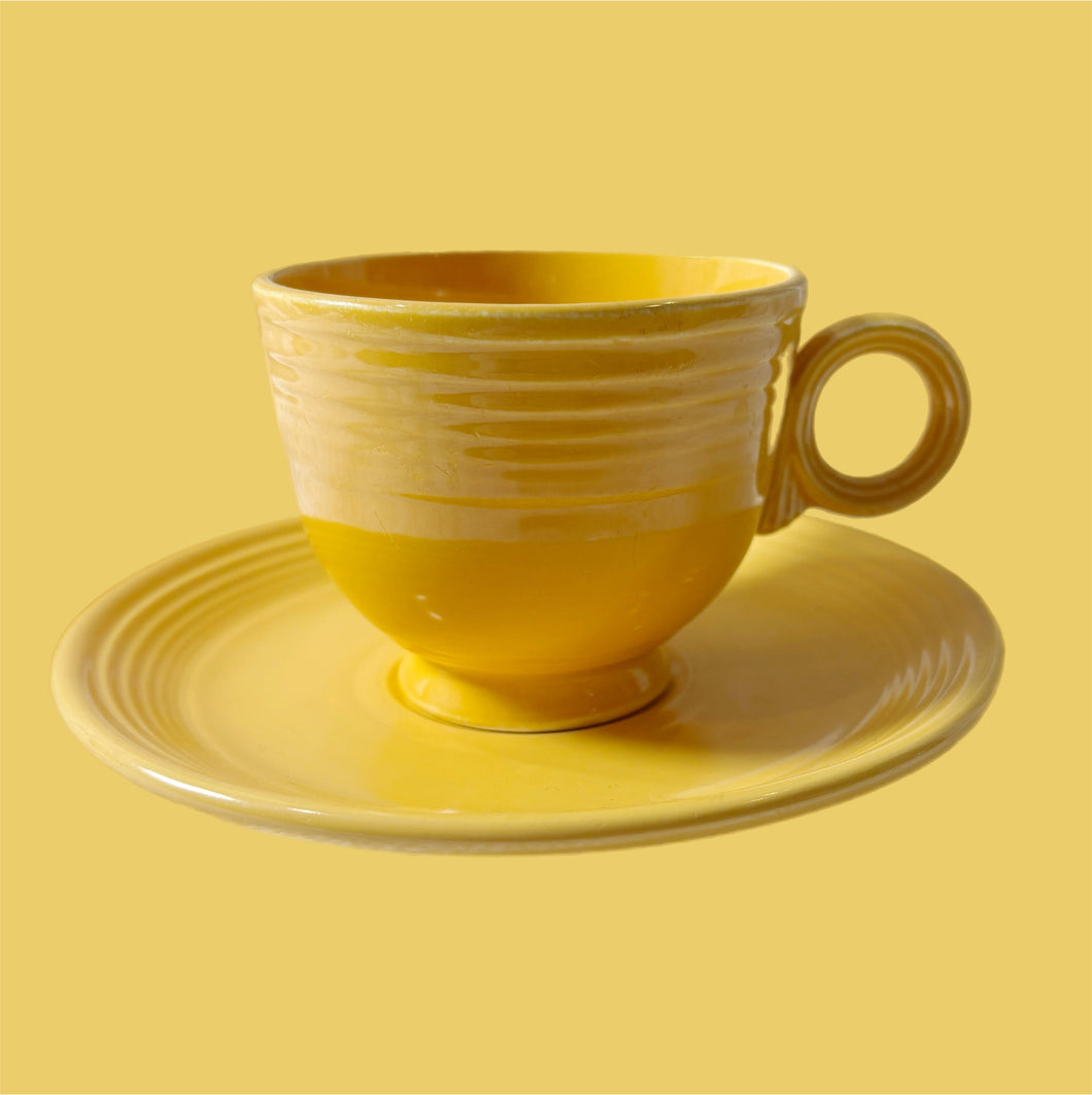 Vintage Fiestaware Cup & Saucer (Yellow)