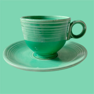 Vintage Fiestaware Cup & Saucer (Green)