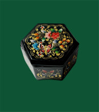 Load image into Gallery viewer, Small Vintage Costa Rican Handpainted Trinket Box with 24K Gold Detailing

