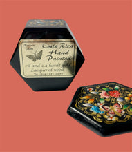 Load image into Gallery viewer, Small Vintage Costa Rican Handpainted Trinket Box with 24K Gold Detailing
