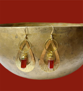 Brass Teardrops with Carnelian Drops