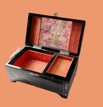 Load image into Gallery viewer, Vintage Japanese Lacquered &amp; Painted Wood Box with Mother Of Pearl Inlay (AS IS)
