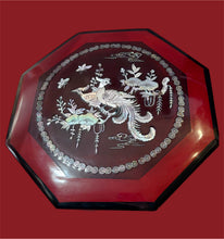 Load image into Gallery viewer, Vintage Lacquered Wood Octagonal Box with Mother of Pearl Inlay
