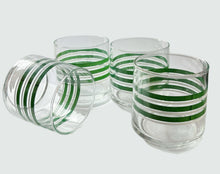 Load image into Gallery viewer, Vintage Green Striped Glasses (Set of 4)
