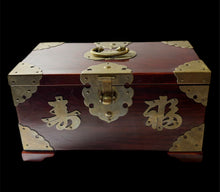 Load image into Gallery viewer, Vintage Chinese Rosewood &amp; Brass Jewelery Box
