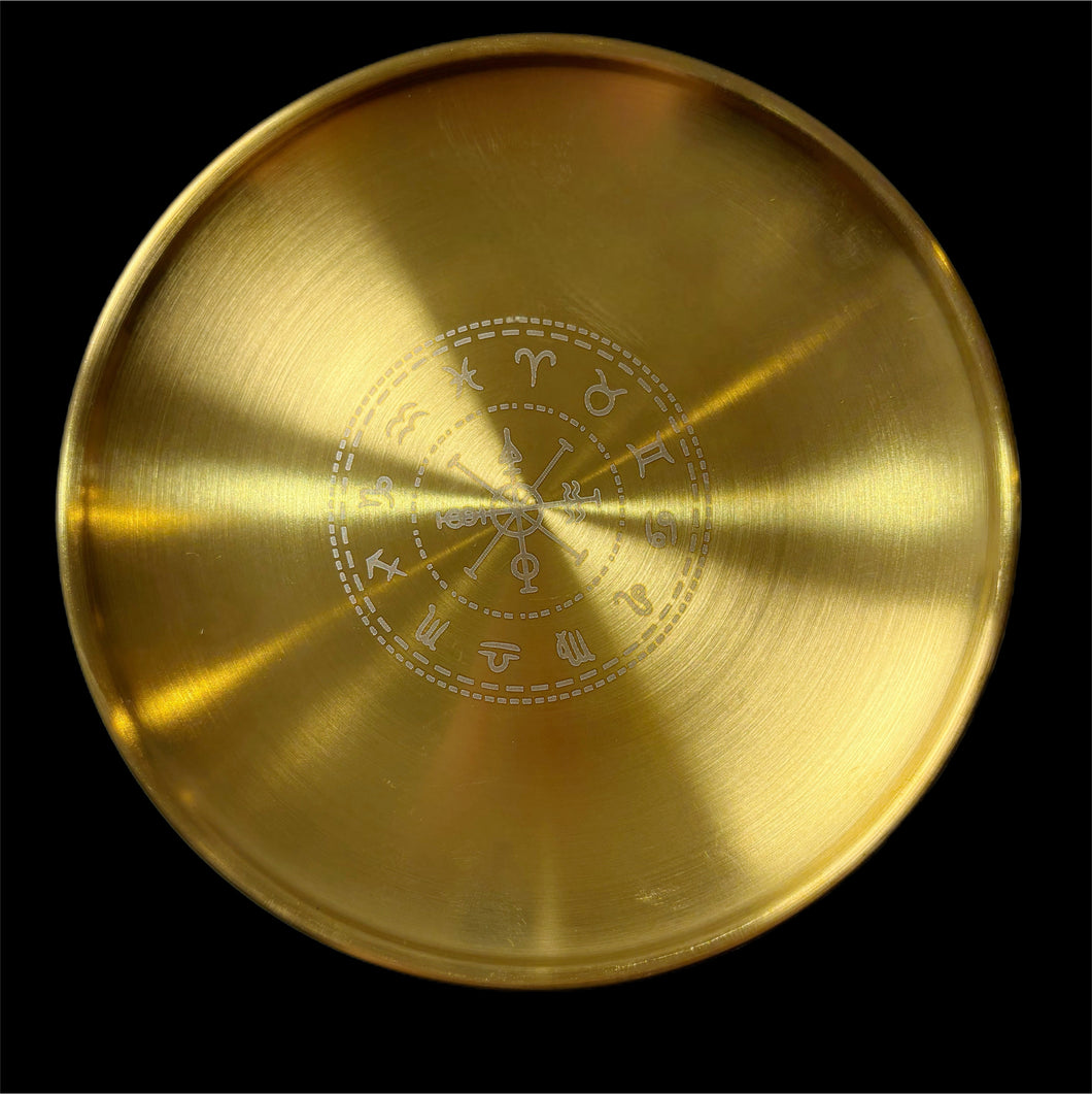 Etched Metal Candle Plate (Astrology Wheel)
