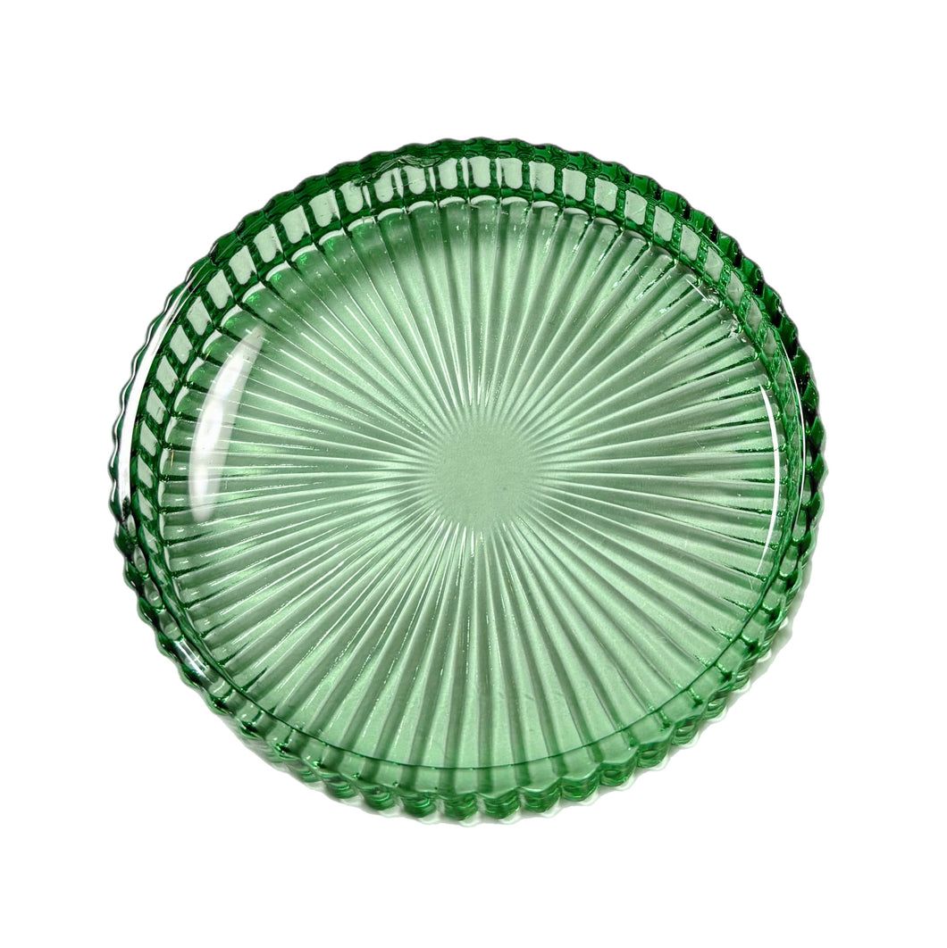 Green Glass Candle Plate