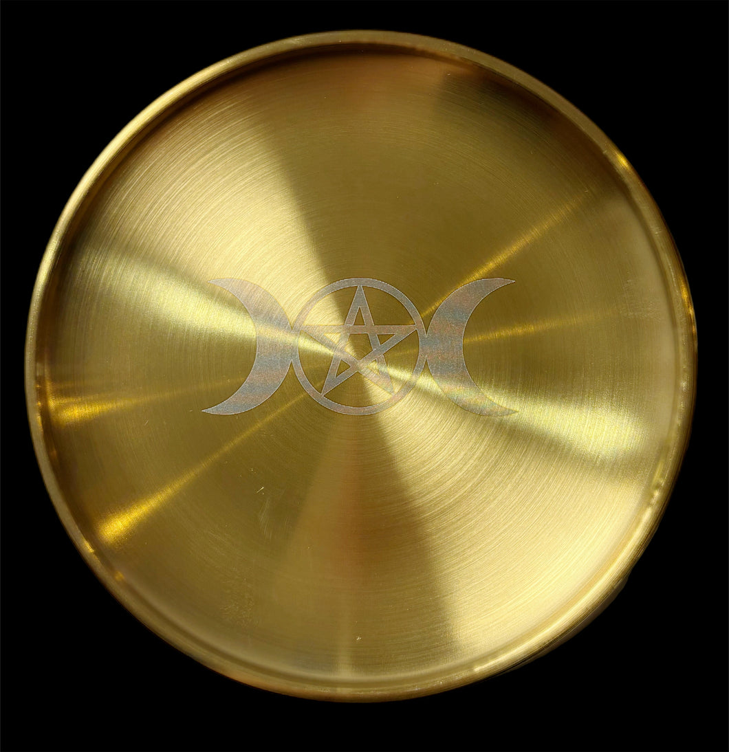Etched Metal Candle Plate (Triple Goddess)