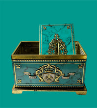 Load image into Gallery viewer, Vintage Bluebird Confectionary King's Coin Chest Tin Bank
