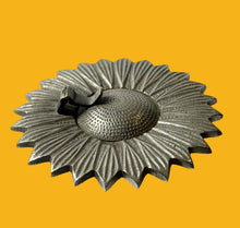 Load image into Gallery viewer, Vintage Pewter Sunflowert Tealight Holder with Snuffer Lid
