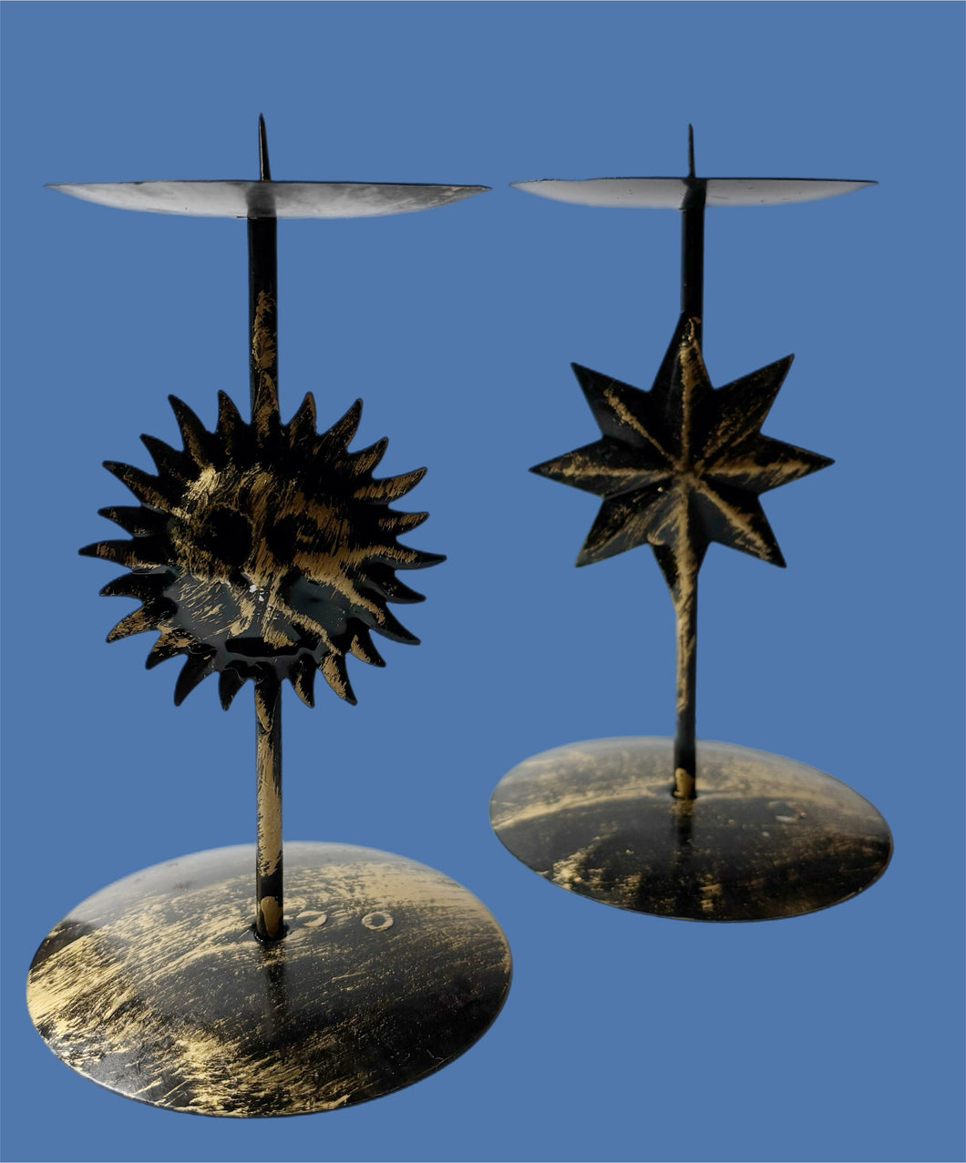 '90 Celestial Deadstock Candle Holder Pair (One Sun & One Star)