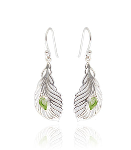 Peridot Feather Earrings