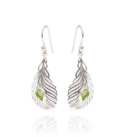 Peridot Feather Earrings