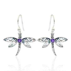 Dragonfly Earrings With Amethysts