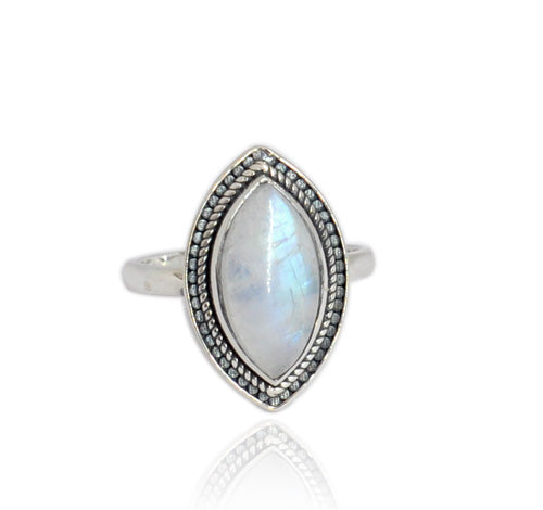 Marquis Rainbow Moonstone Ring