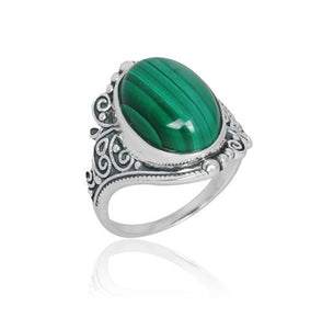 Balinese Silver Malachite Ring