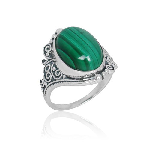 Balinese Silver Malachite Ring